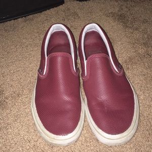 Burgundy slip on vans